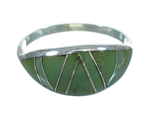 Southwest Turquoise Inlay Sterling Silver Ring Size 6-3/4 AX80736